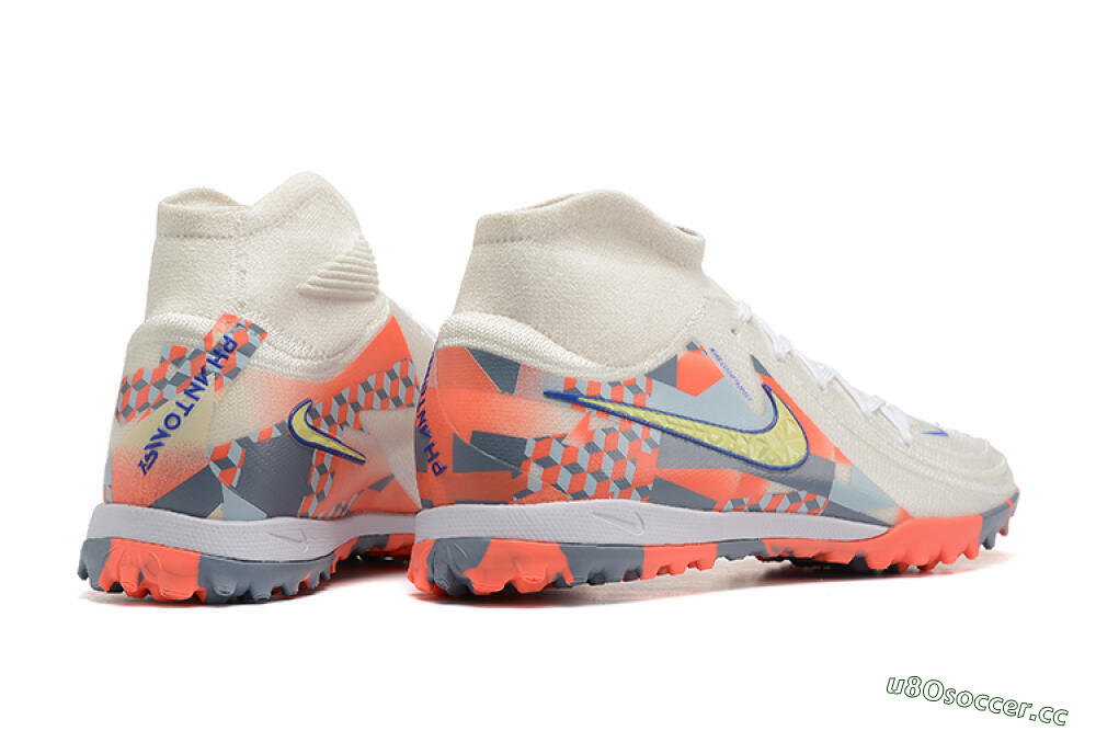 Men's Nike Phantom Luna 2 Elite TF Artificial Turf High-Tops Football Shoes - White/Pink/Yellow 9