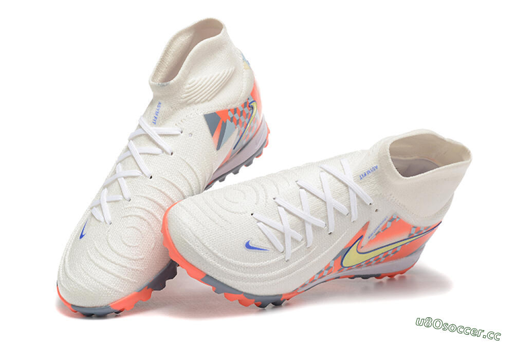 Men's Nike Phantom Luna 2 Elite TF Artificial Turf High-Tops Football Shoes - White/Pink/Yellow 6