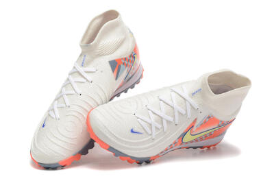 Men's Nike Phantom Luna 2 Elite TF Artificial Turf High-Tops Football Shoes - White/Pink/Yellow