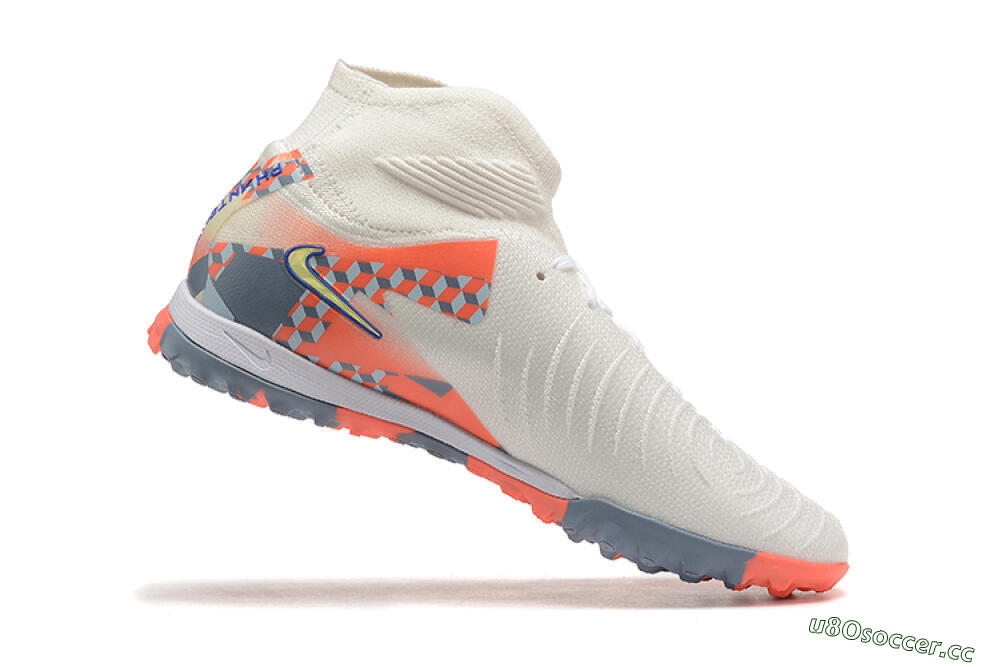 Men's Nike Phantom Luna 2 Elite TF Artificial Turf High-Tops Football Shoes - White/Pink/Yellow 7