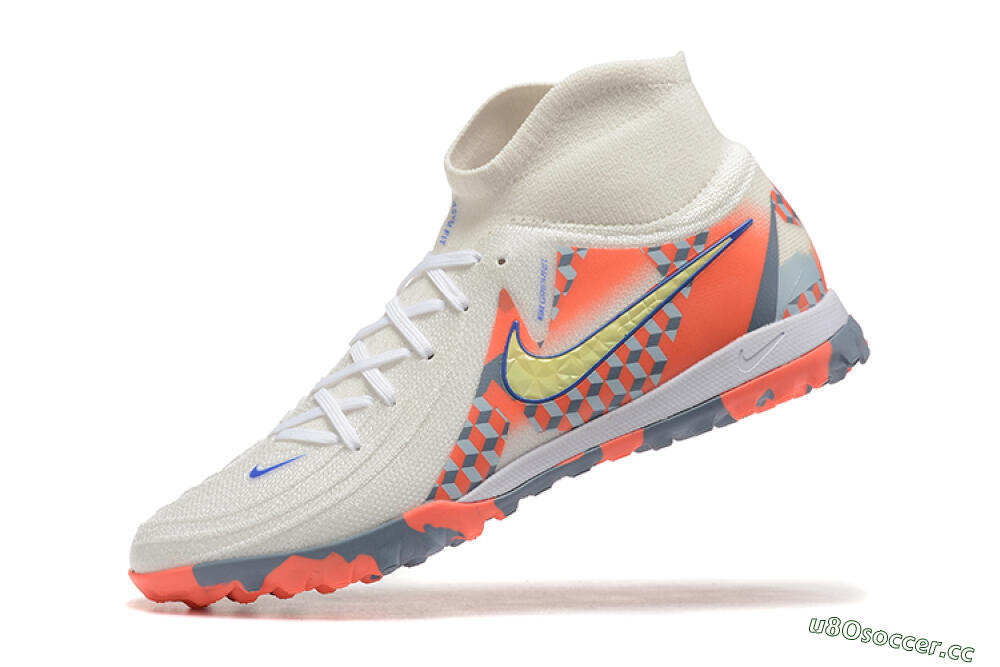 Men's Nike Phantom Luna 2 Elite TF Artificial Turf High-Tops Football Shoes - White/Pink/Yellow 8