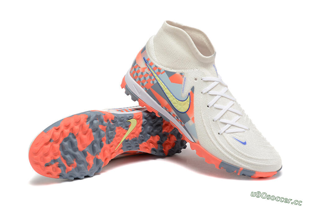 Men's Nike Phantom Luna 2 Elite TF Artificial Turf High-Tops Football Shoes - White/Pink/Yellow 4