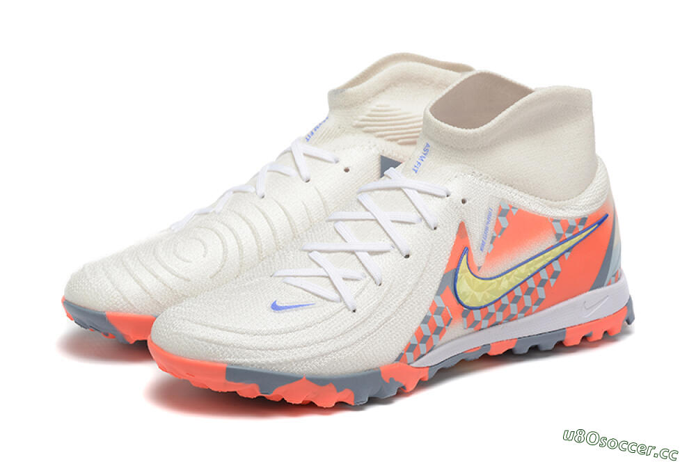 Men's Nike Phantom Luna 2 Elite TF Artificial Turf High-Tops Football Shoes - White/Pink/Yellow 5