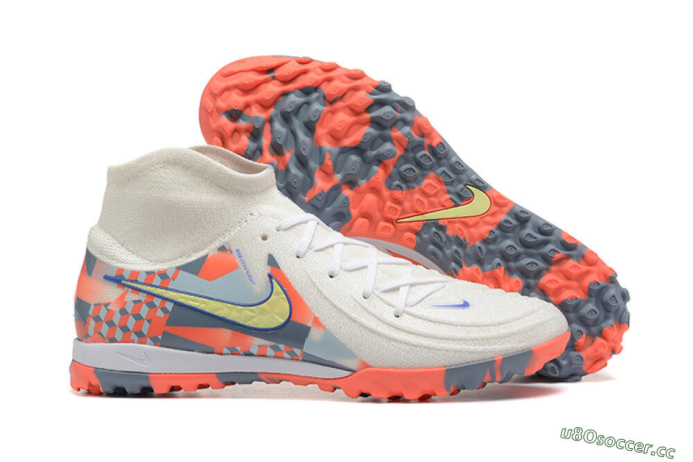 Men's Nike Phantom Luna 2 Elite TF Artificial Turf High-Tops Football Shoes - White/Pink/Yellow 2