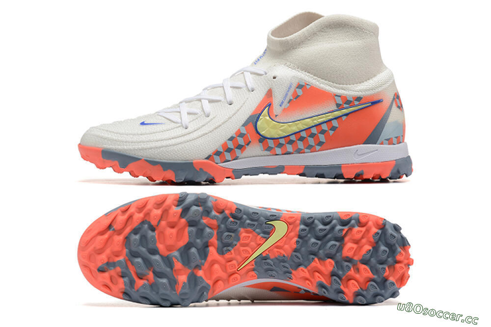 Men's Nike Phantom Luna 2 Elite TF Artificial Turf High-Tops Football Shoes - White/Pink/Yellow 1