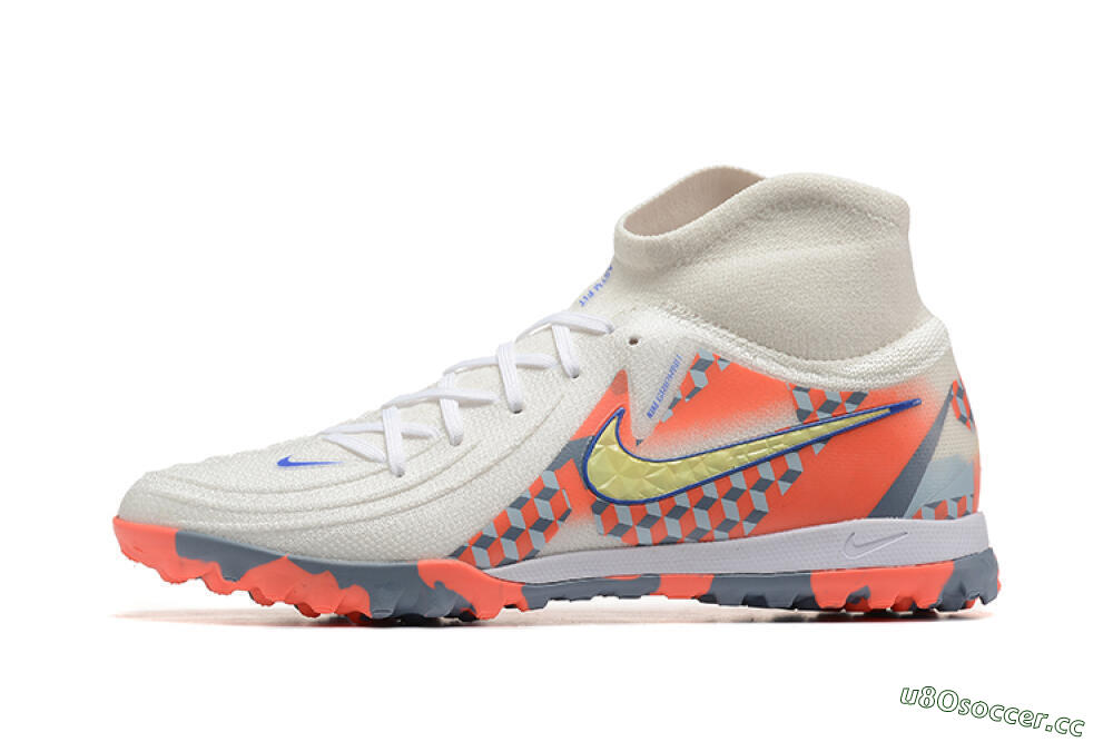 Men's Nike Phantom Luna 2 Elite TF Artificial Turf High-Tops Football Shoes - White/Pink/Yellow 0