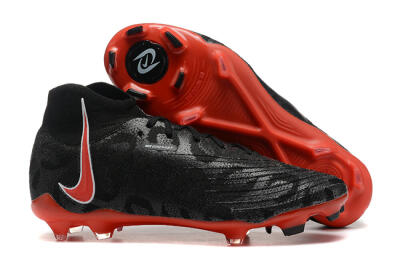 Men's Nike Phantom Luna Elite UN FG Firm Ground High-Tops Football Boots - Black/White/Red