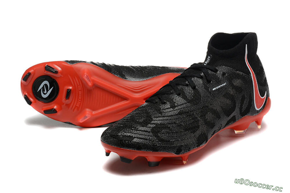 Men's Nike Phantom Luna Elite UN FG Firm Ground High-Tops Football Boots - Black/White/Red 3