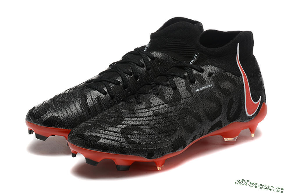 Men's Nike Phantom Luna Elite UN FG Firm Ground High-Tops Football Boots - Black/White/Red 5