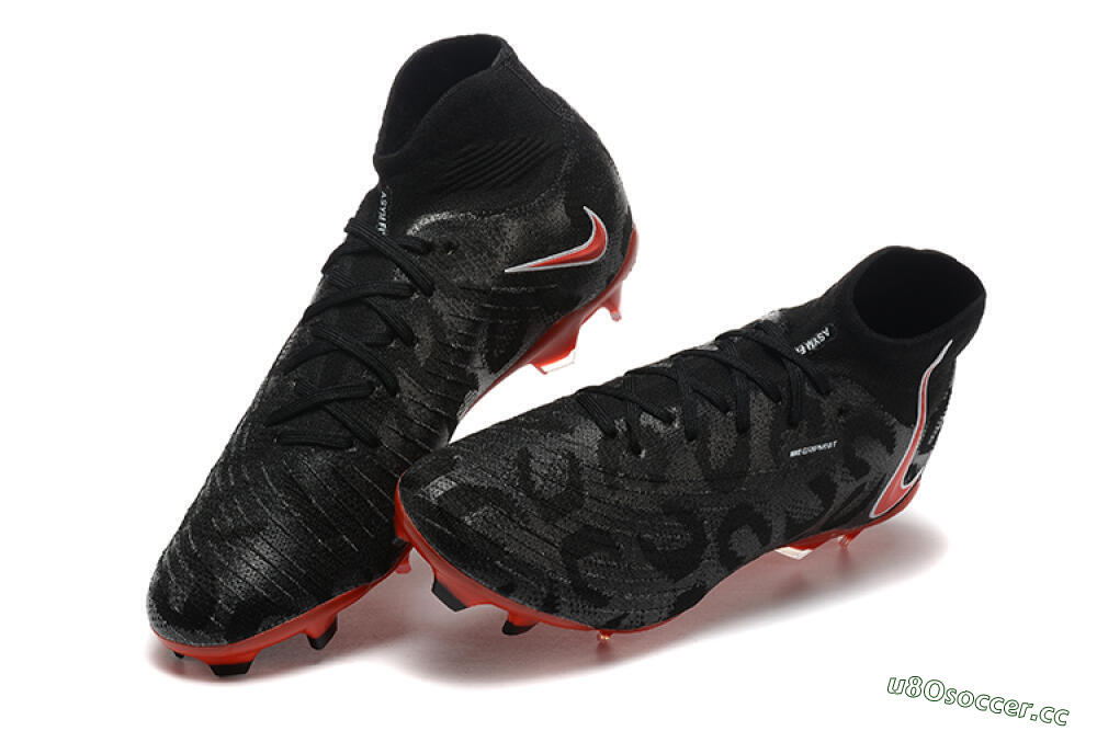 Men's Nike Phantom Luna Elite UN FG Firm Ground High-Tops Football Boots - Black/White/Red 7