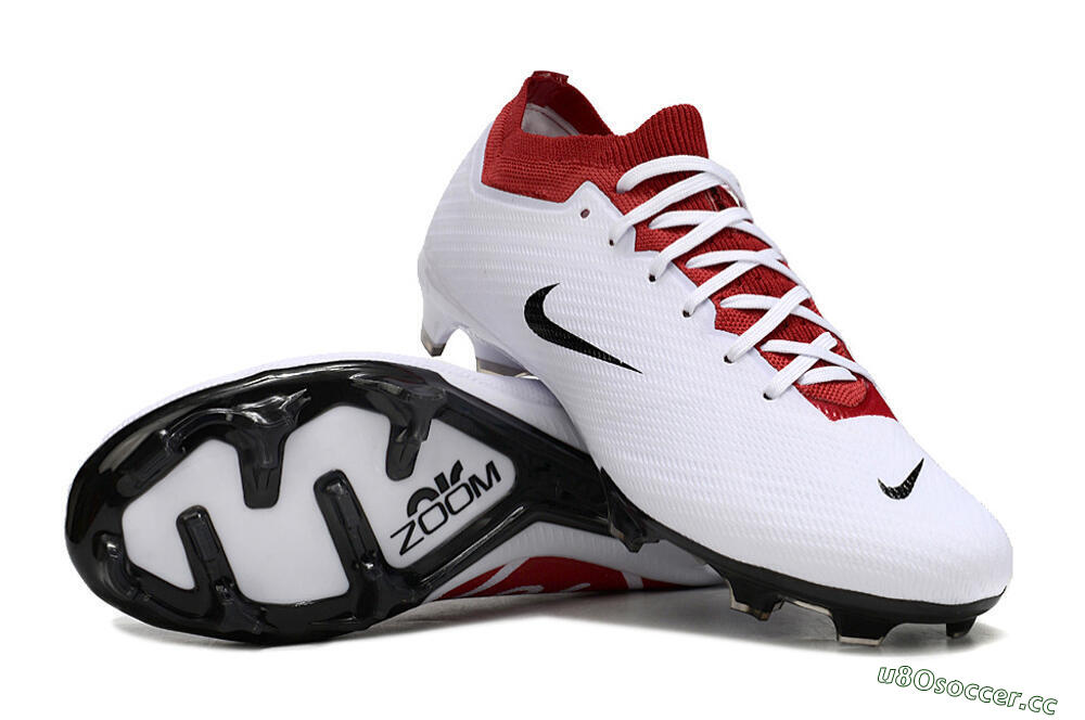 Unisex Nike Air Zoom Mercurial Vapor 15 Elite FG Firm Ground Low-Tops Football Boots - White/Black/Red 1