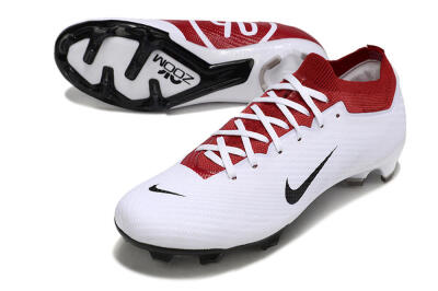 Unisex Nike Air Zoom Mercurial Vapor 15 Elite FG Firm Ground Low-Tops Football Boots - White/Black/Red