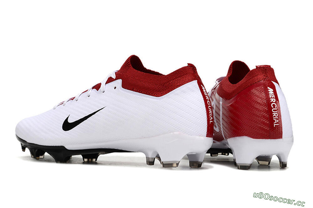 Unisex Nike Air Zoom Mercurial Vapor 15 Elite FG Firm Ground Low-Tops Football Boots - White/Black/Red 5