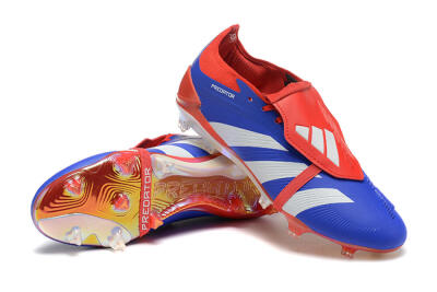 Men's Adidas Predator Elite Foldover Tongue FG Firm Ground Low-Tops Football Boots - Blue/White/Red