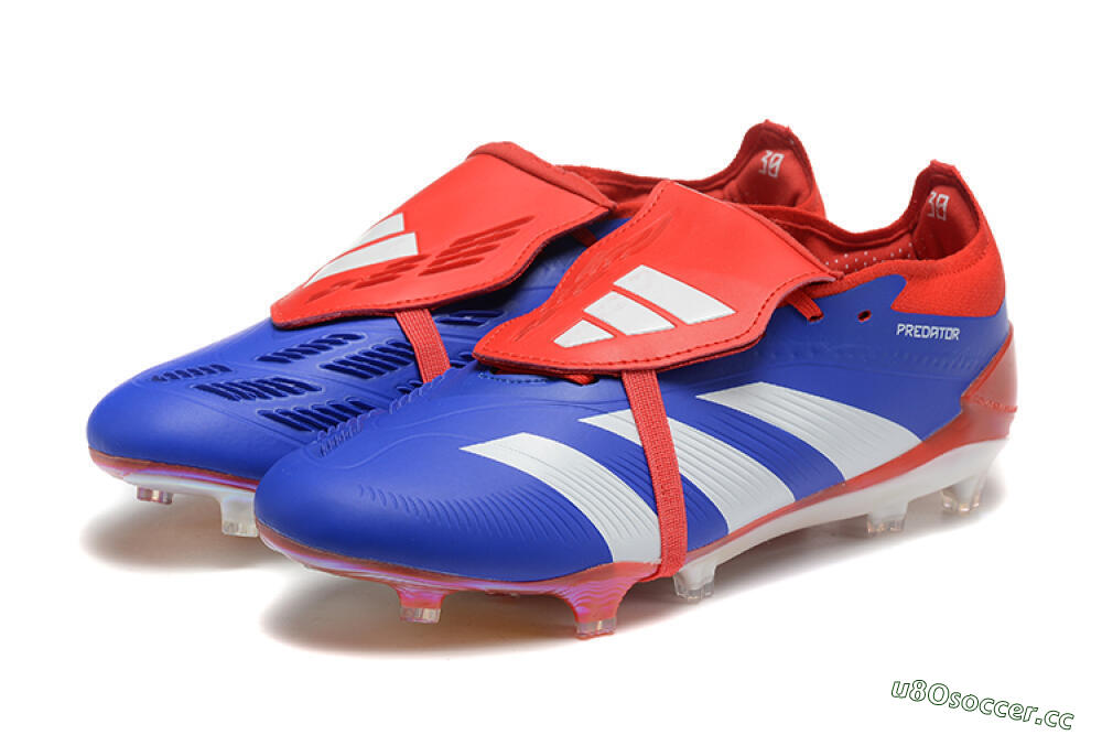 Men's Adidas Predator Elite Foldover Tongue FG Firm Ground Low-Tops Football Boots - Blue/White/Red 5