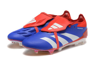 Men's Adidas Predator Elite Foldover Tongue FG Firm Ground Low-Tops Football Boots - Blue/White/Red