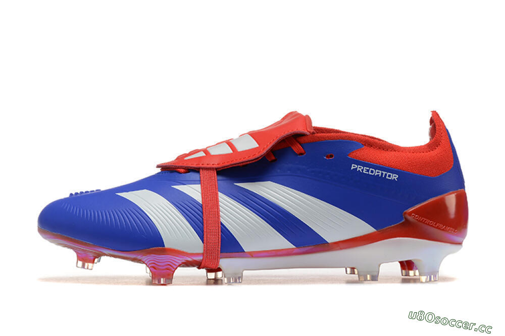 Men's Adidas Predator Elite Foldover Tongue FG Firm Ground Low-Tops Football Boots - Blue/White/Red 0