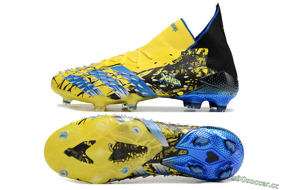 Unisex Adidas Predator Freak.1 Marvel FG Firm Ground High-Tops Football Boots - Yellow/Blue/Black 1