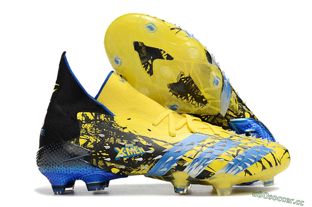Unisex Adidas Predator Freak.1 Marvel FG Firm Ground High-Tops Football Boots - Yellow/Blue/Black 2