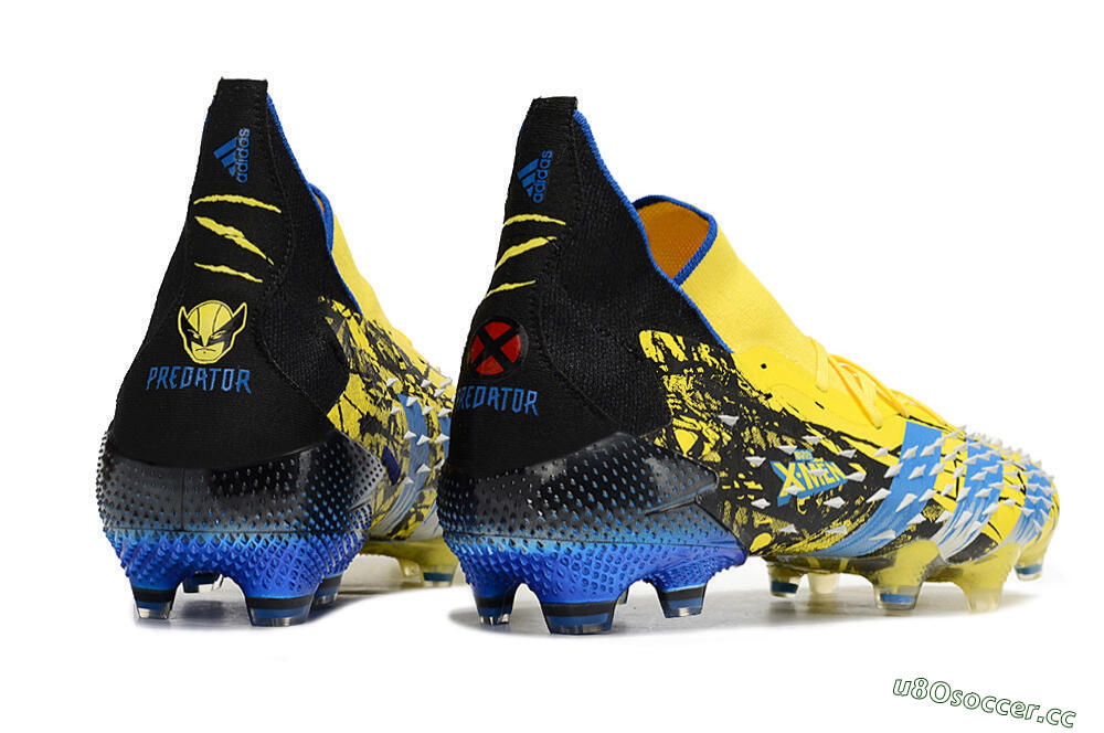 Unisex Adidas Predator Freak.1 Marvel FG Firm Ground High-Tops Football Boots - Yellow/Blue/Black 5