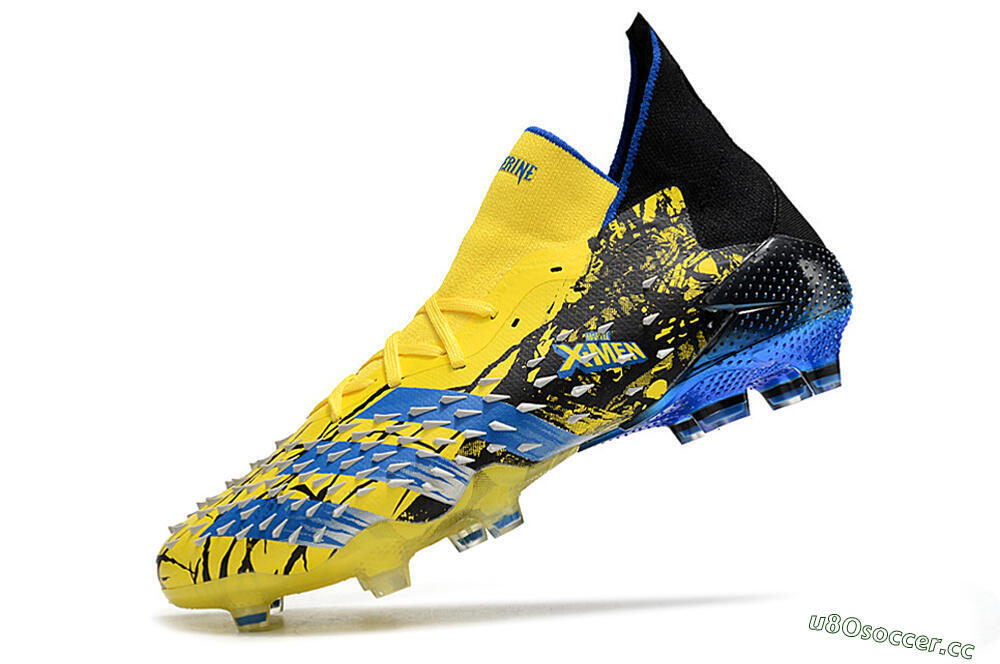 Unisex Adidas Predator Freak.1 Marvel FG Firm Ground High-Tops Football Boots - Yellow/Blue/Black 6