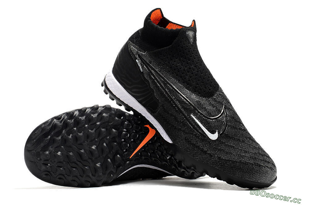 Unisex Nike Phantom GX Elite DF Black Pack TF Artificial Turf High-Tops Football Shoes - Black/White/Orange 3