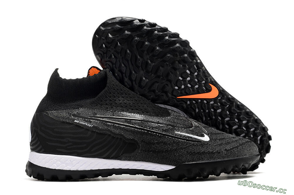 Unisex Nike Phantom GX Elite DF Black Pack TF Artificial Turf High-Tops Football Shoes - Black/White/Orange 2