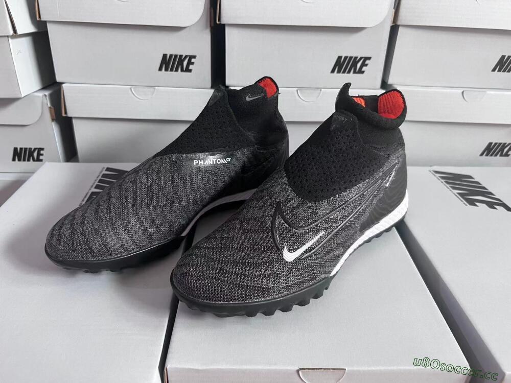 Unisex Nike Phantom GX Elite DF Black Pack TF Artificial Turf High-Tops Football Shoes - Black/White/Orange