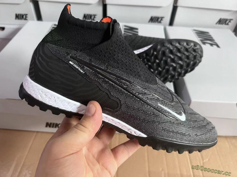 Unisex Nike Phantom GX Elite DF Black Pack TF Artificial Turf High-Tops Football Shoes - Black/White/Orange