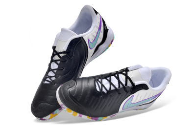 Men's Nike Tiempo Legend 10 IC Indoor & Futsal Low-Tops Football Shoes - Black/White/Jade/Purple