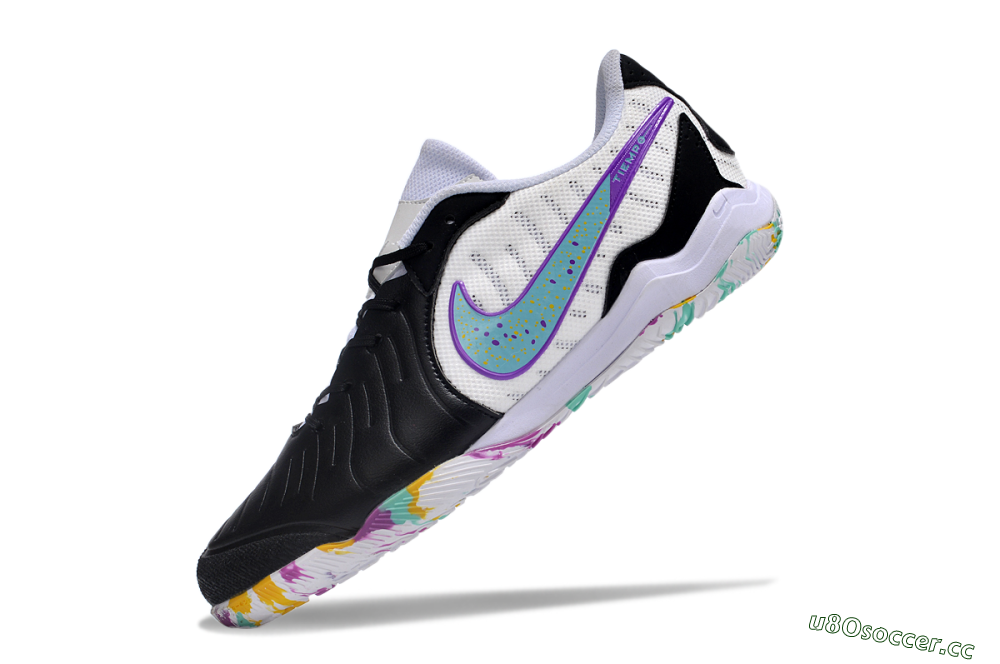 Men's Nike Tiempo Legend 10 IC Indoor & Futsal Low-Tops Football Shoes - Black/White/Jade/Purple 4