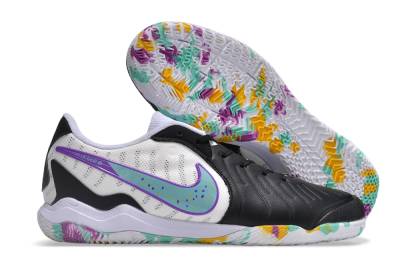 Men's Nike Tiempo Legend 10 IC Indoor & Futsal Low-Tops Football Shoes - Black/White/Jade/Purple
