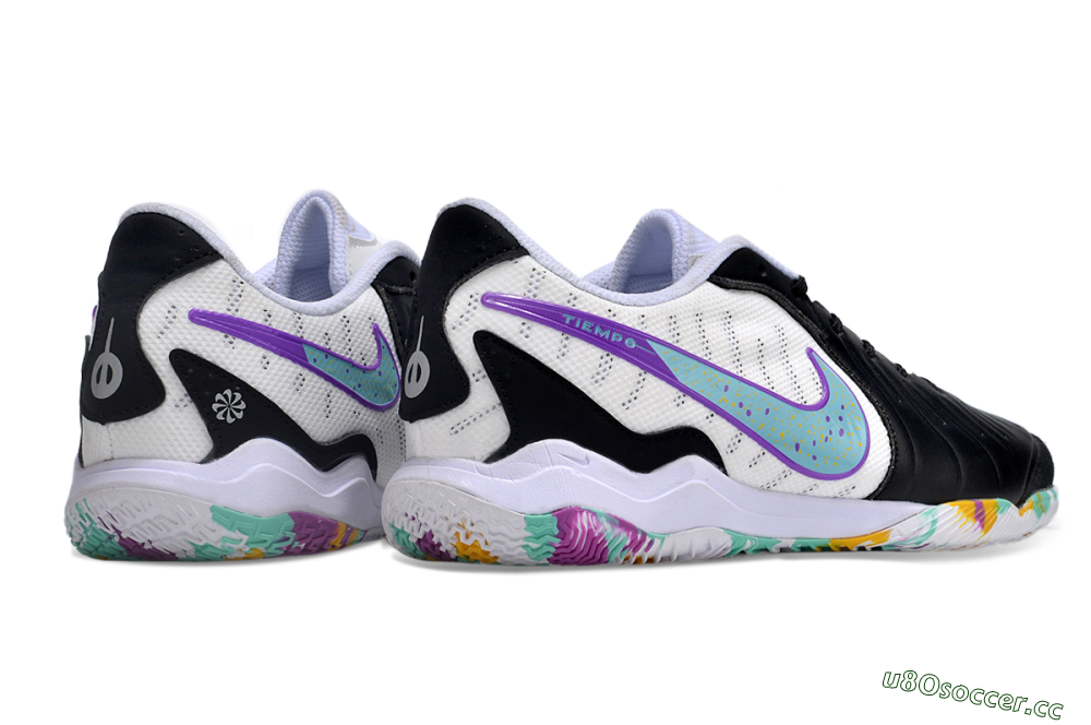 Men's Nike Tiempo Legend 10 IC Indoor & Futsal Low-Tops Football Shoes - Black/White/Jade/Purple 6
