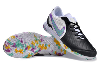 Men's Nike Tiempo Legend 10 IC Indoor & Futsal Low-Tops Football Shoes - Black/White/Jade/Purple