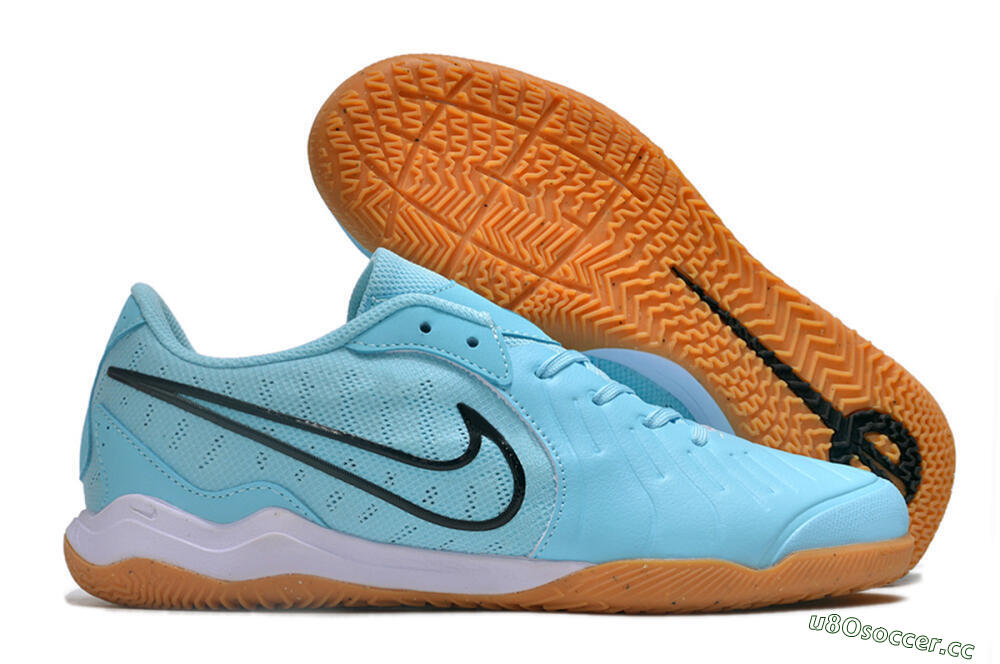 Men's Nike Tiempo Legend 10 IC Indoor & Futsal Low-Tops Football Shoes - Blue/Black/White/Brown 2