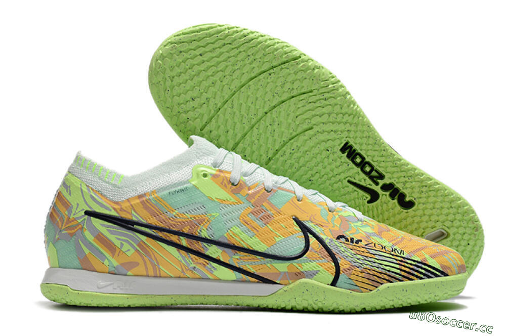 Unisex Nike Air Zoom Mercurial Vapor 15 Elite IC Futsal/Indoor Low-Tops Football Shoes - Green/Orange/Black 2