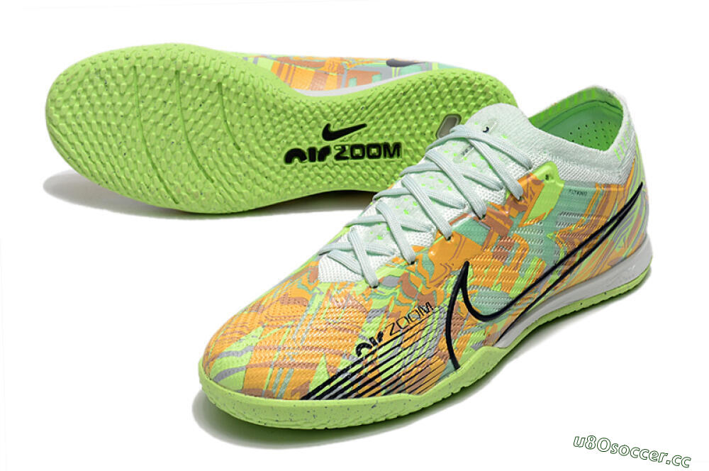 Unisex Nike Air Zoom Mercurial Vapor 15 Elite IC Futsal/Indoor Low-Tops Football Shoes - Green/Orange/Black 3
