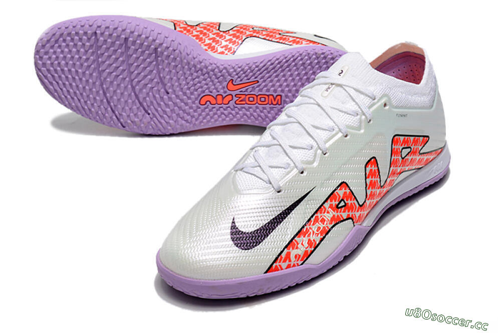 Unisex Nike Air Zoom Mercurial Vapor 15 Elite IC Futsal/Indoor Low-Tops Football Shoes - White/Red/Black 3