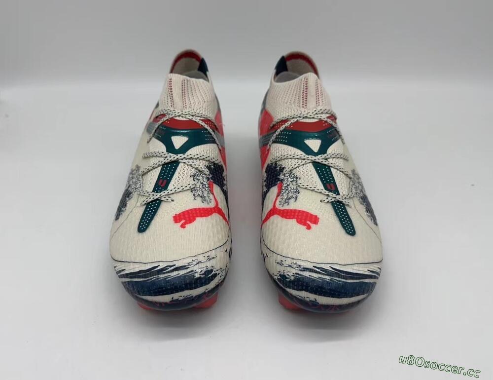 Men's Puma Future Ultimate FG Firm Ground Low-Tops Football Boots - Beige/Blue/Red
