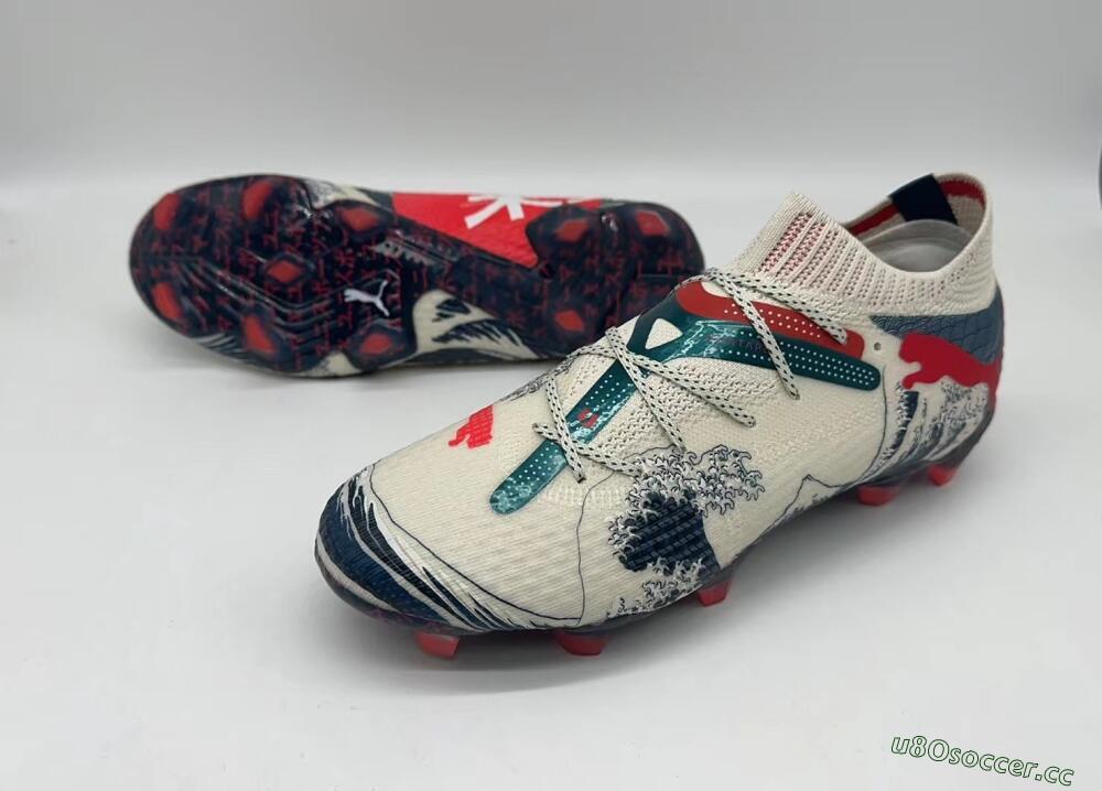 Men's Puma Future Ultimate FG Firm Ground Low-Tops Football Boots - Beige/Blue/Red