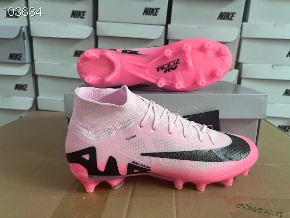 Men's Nike Air Zoom Mercurial Superfly 9 Elite FG Artificial Grass High-Tops Football Boots - Pink/Black