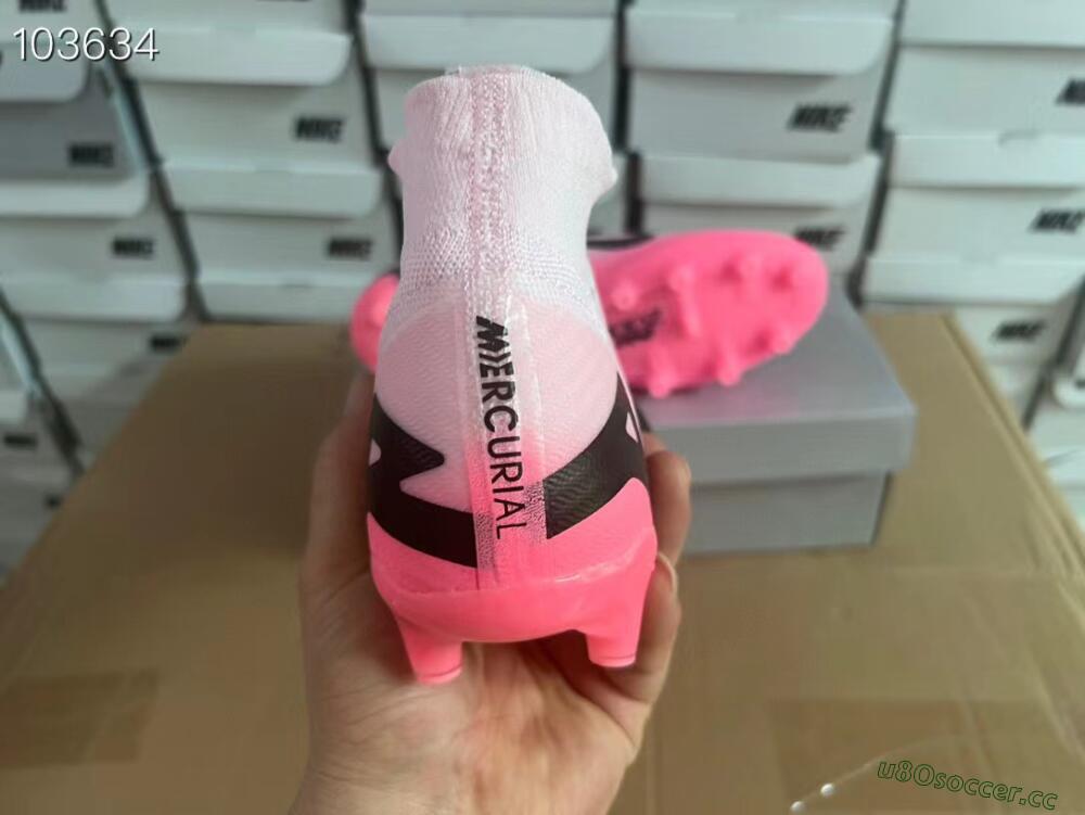Men's Nike Air Zoom Mercurial Superfly 9 Elite FG Artificial Grass High-Tops Football Boots - Pink/Black
