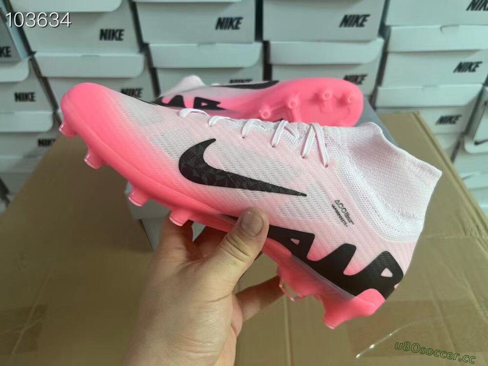 Men's Nike Air Zoom Mercurial Superfly 9 Elite FG Artificial Grass High-Tops Football Boots - Pink/Black