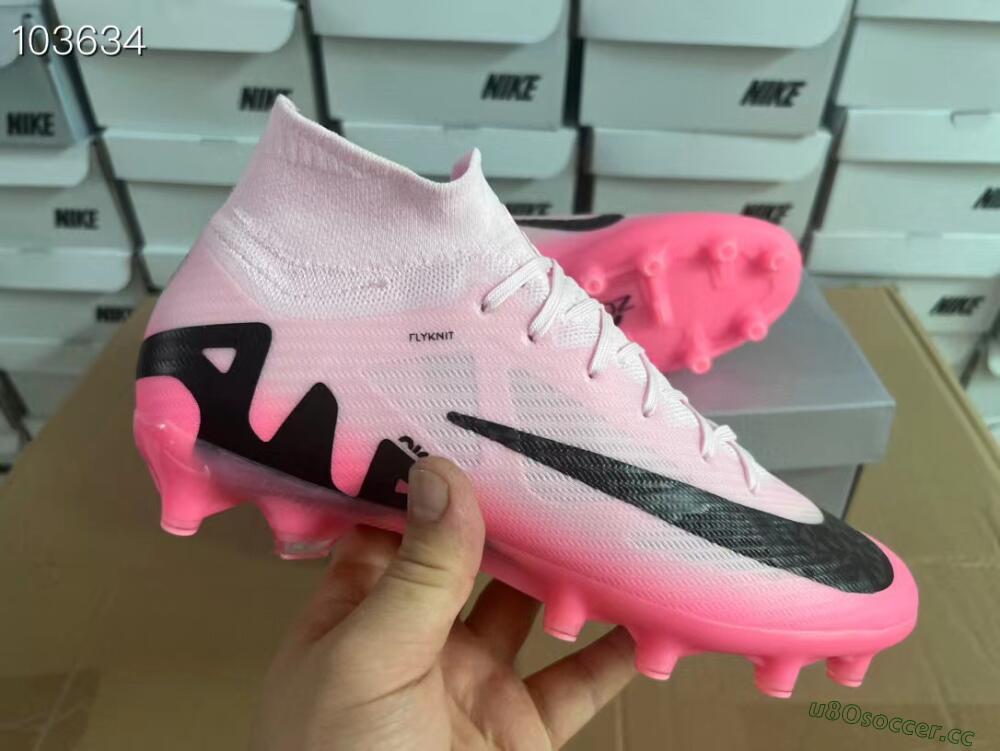 Men's Nike Air Zoom Mercurial Superfly 9 Elite FG Artificial Grass High-Tops Football Boots - Pink/Black