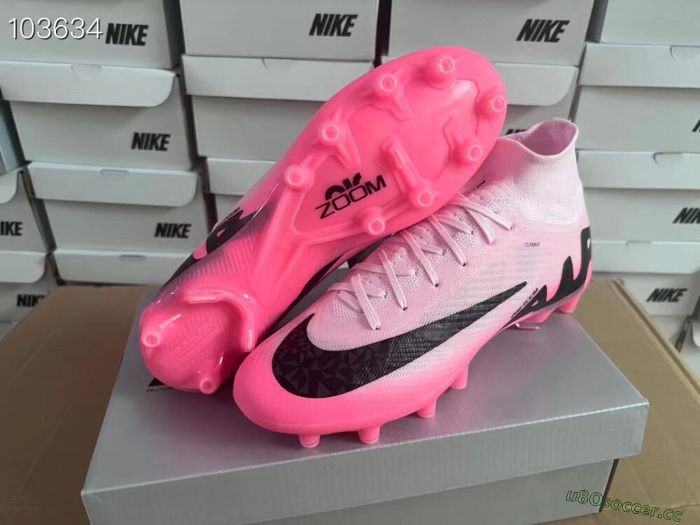 Men's Nike Air Zoom Mercurial Superfly 9 Elite FG Artificial Grass High-Tops Football Boots - Pink/Black