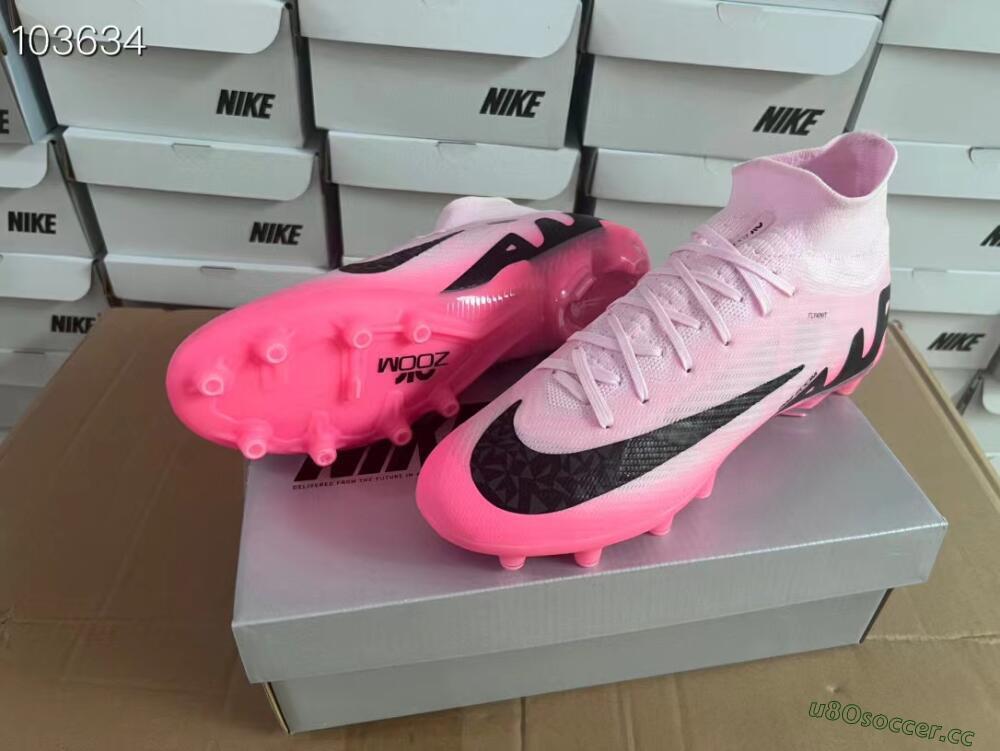 Men's Nike Air Zoom Mercurial Superfly 9 Elite FG Artificial Grass High-Tops Football Boots - Pink/Black