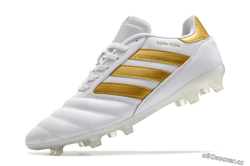 Men's Adidas Copa Mundial.1 FG Firm Ground Low-Tops Football Boots - White/Gold 5