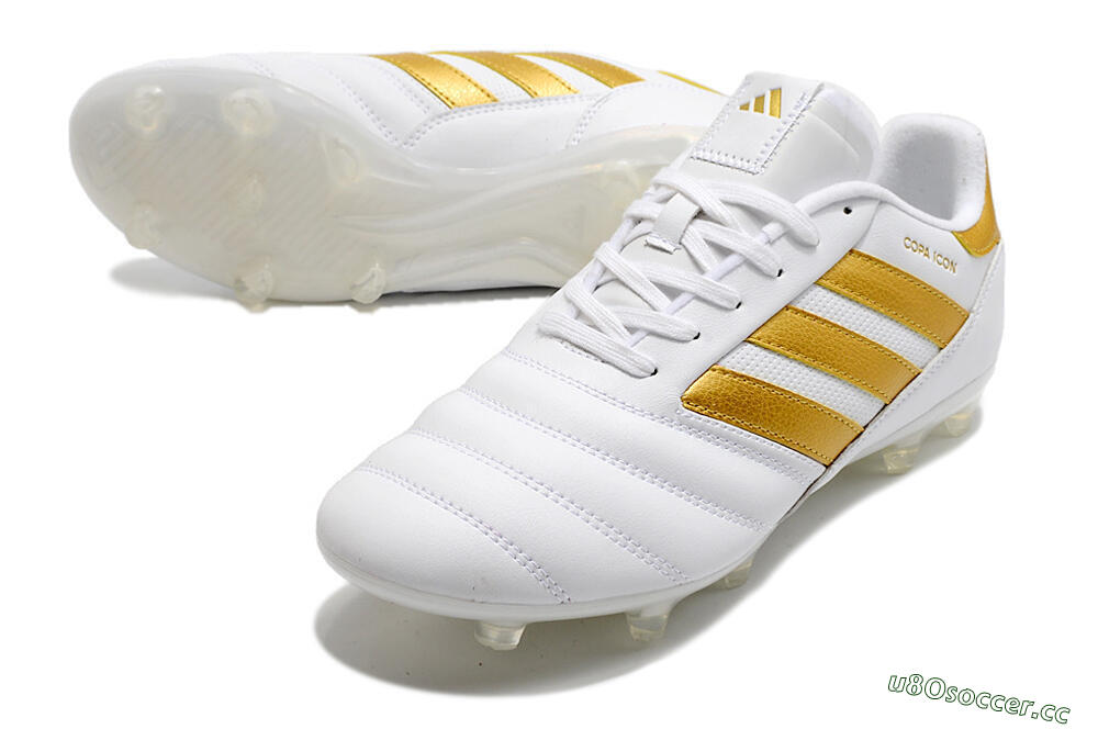 Men's Adidas Copa Mundial.1 FG Firm Ground Low-Tops Football Boots - White/Gold 3