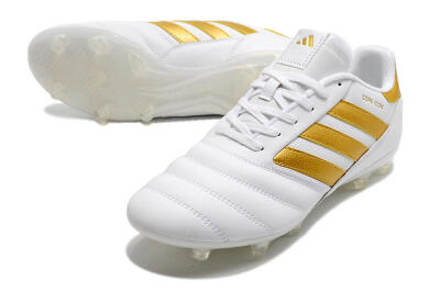 Men's Adidas Copa Mundial.1 FG Firm Ground Low-Tops Football Boots - White/Gold