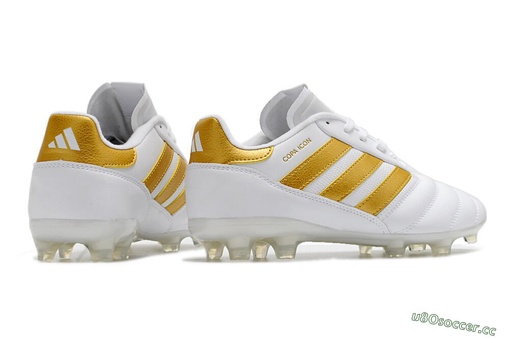 Men's Adidas Copa Mundial.1 FG Firm Ground Low-Tops Football Boots - White/Gold 6